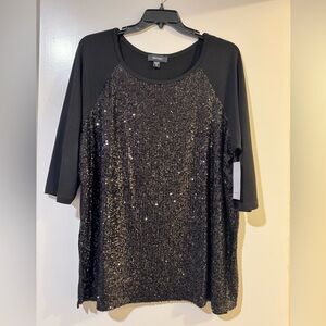 Karen Kane Black Sequin Top 3X